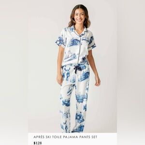 Katie Kime Blue/ White Après Ski Toile Pajama Set!! Women’s Size: XL, BRAND NEW